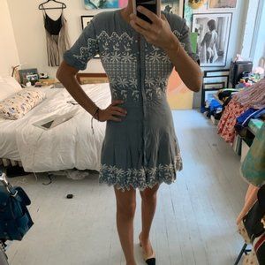 LoveShack Fancy blue cotton mini dress